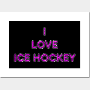 I Love Ice Hockey - Pink Posters and Art